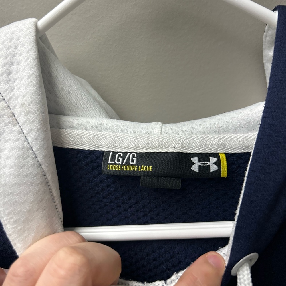 Under Armour‎ Men’s Double Threat Armour Fleece Navy Blue Hoodie - Picture 5 of 6